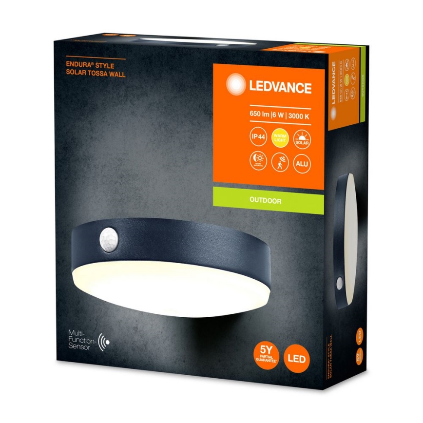 Ledvance - LED Päikesepaneeliga seinavalgusti koos anduriga ENDURA STYLE LED/6W/3,7V 1420 mAh IP44