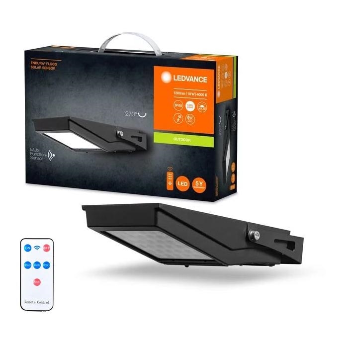 Ledvance - LED Päikesepaneeliga väliprožektor anduriga FLOOD LED/10W/3,6V 2000 mAh IP65 + kaugjuhtimispult
