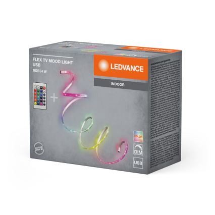 Ledvance - FLEX TV MOOD LED RGB hämardatav valgusriba 1m LED/4W/5V + kaugjuhtimispult