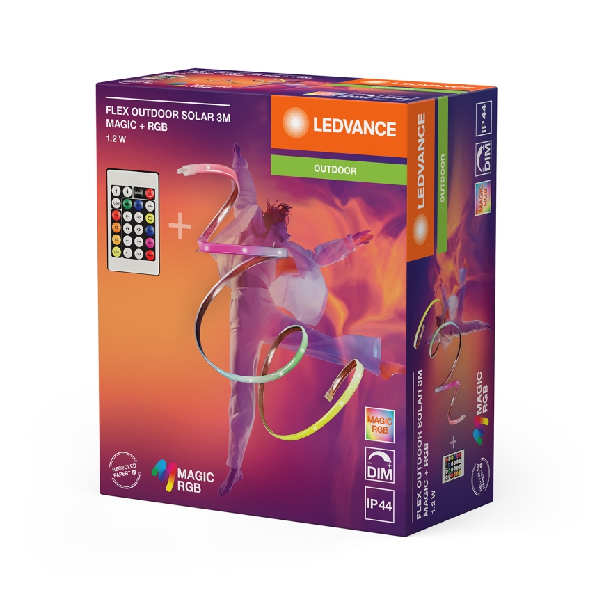 Ledvance - LED RGB hämardatav päikeseenergial töötav riba FLEX MAGIC 3m LED/1,2W/5V IP44 + kaugjuhtimispult