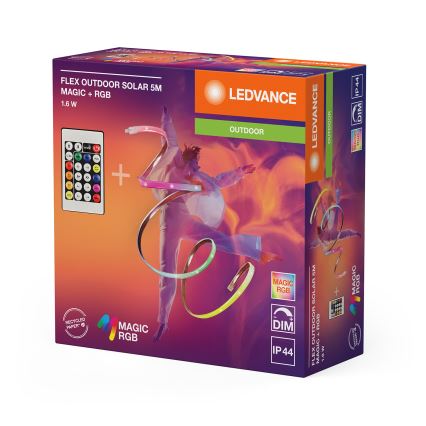 Ledvance - LED RGB päikeseenergial töötav hämardatav riba FLEX MAGIC 5m LED/1,6W/5V + kaugjuhtimispult