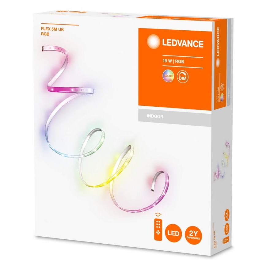 Ledvance - LED RGB Hämardatav valgusriba FLEX 5m LED/19W/230V + kaugjuhtimispult
