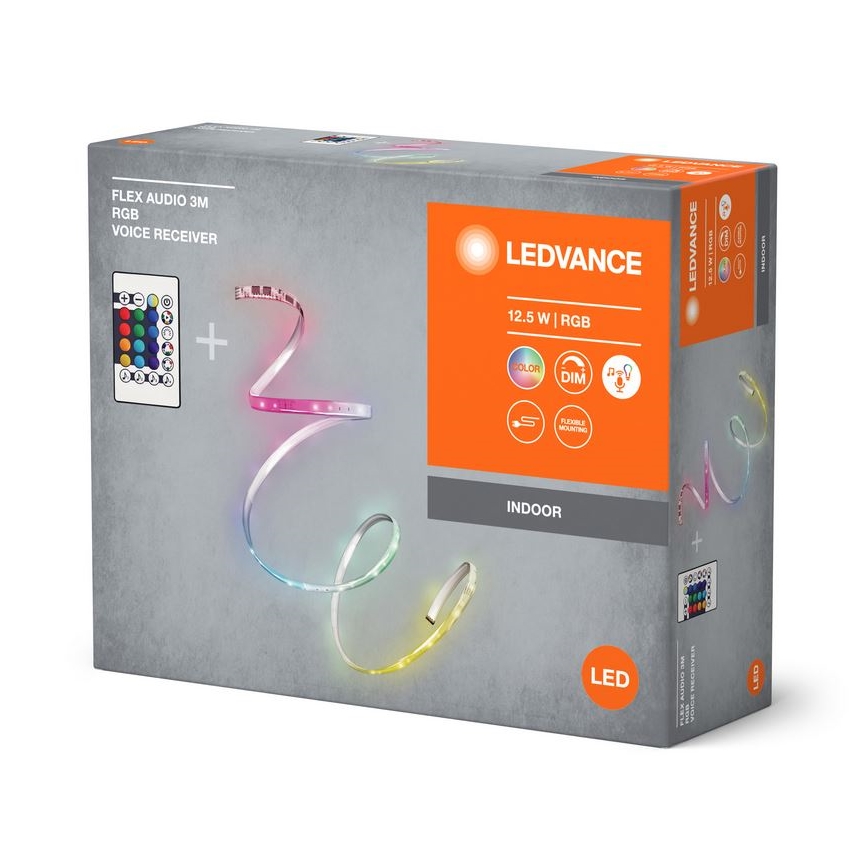 Ledvance - LED RGB Hämardatav valgusriba FLEX AUDIO 3m LED/12,5W/230V + kaugjuhtimispult