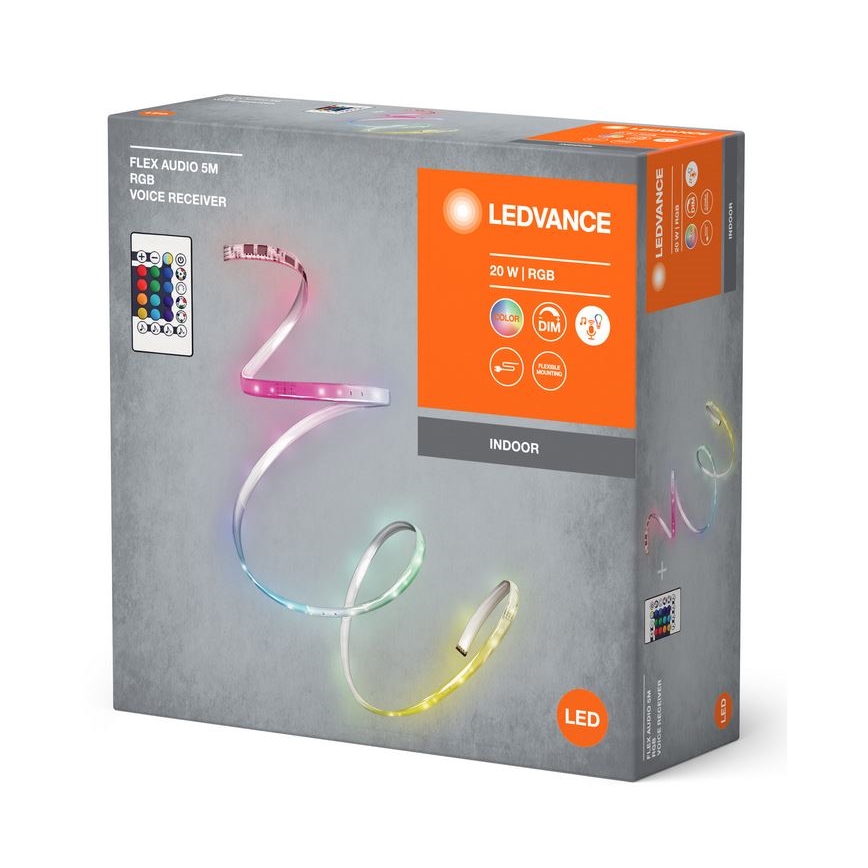 Ledvance - LED RGB Hämardatav valgusriba FLEX AUDIO 5m LED/20W/230V + kaugjuhtimispult