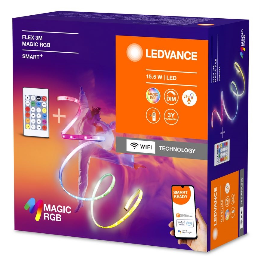 Ledvance - LED RGB Hämardatav valgusriba SMART+ MAGIC FLEX 3m LED/15,5W/230V Wi-Fi + kaugjuhtimispult