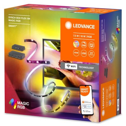 Ledvance - LED RGB Hämardatav valgusriba telerile SYNCH BOX FLEX SMART+ MAGIC 4,5m LED/18W/230V Wi-Fi