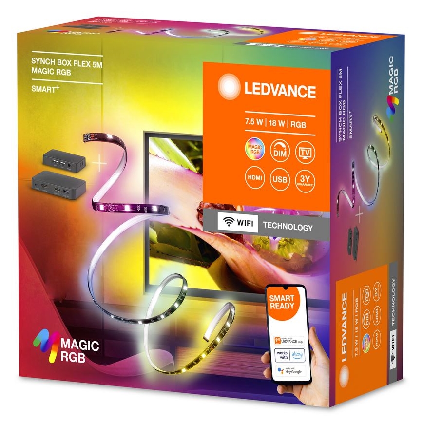 Ledvance - LED RGB Hämardatav valgusriba telerile SYNCH BOX FLEX SMART+ MAGIC 4,5m LED/18W/230V Wi-Fi