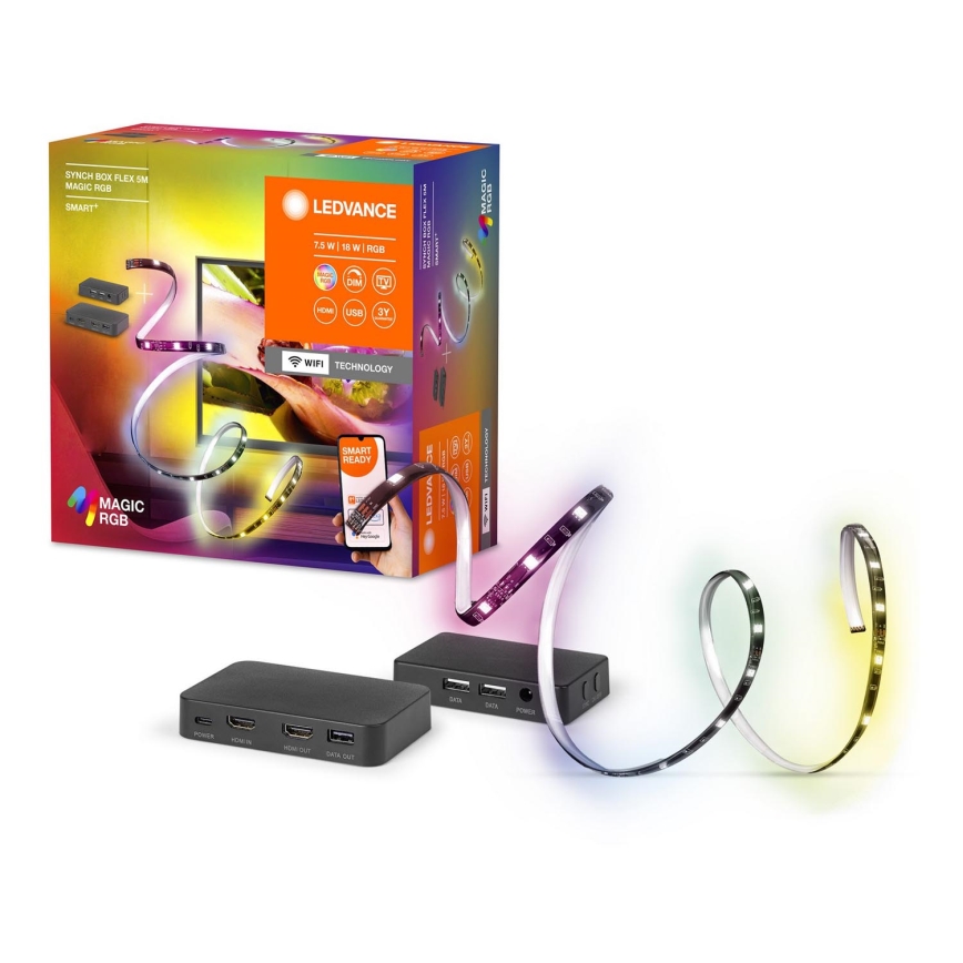 Ledvance - LED RGB Hämardatav valgusriba telerile SYNCH BOX FLEX SMART+ MAGIC 4,5m LED/18W/230V Wi-Fi