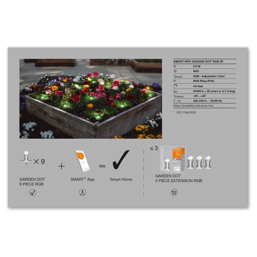 Ledvance - LED RGB Väli pikenduskomplekt SMART+ 9 x DOT LED/2.5W/230V IP65 Wi-Fi