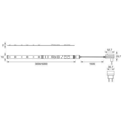 Ledvance - LED RGBW Hämardatav valgusriba FLEX 3m LED/10W/230V + kaugjuhtimispult