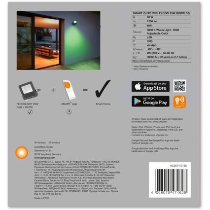 Ledvance - LED RGBW Prožektor SMART+ FLOOD LED/20W/230V IP65 Wi-Fi