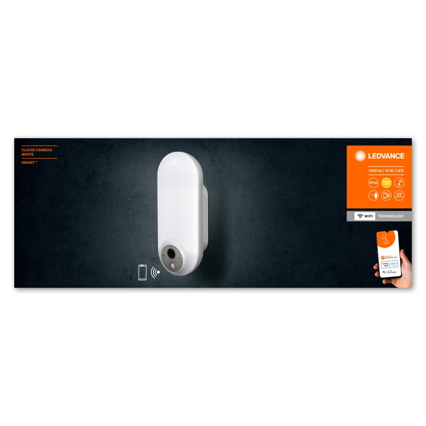 Ledvance - LED RGBW Väli hämardatav seinavalgusti koos anduri ja kaameraga SMART+ LED/15W/230V Wi-Fi IP44
