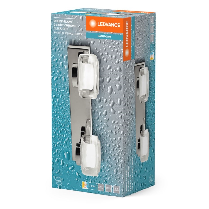 Ledvance - LED Seinavalgusti vannituppa ORBIS FLAME 2xLED/5,5W/230V 3000/4000K IP44 kroom