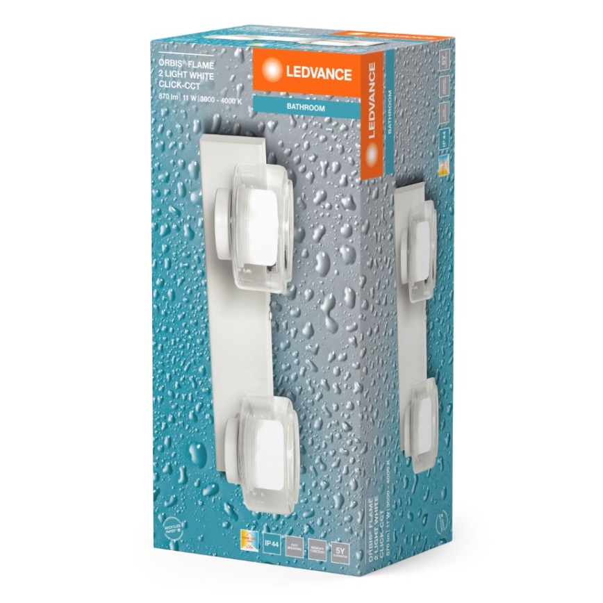 Ledvance - LED Seinavalgusti vannituppa ORBIS FLAME 2xLED/5,5W/230V 3000/4000K IP44 valge