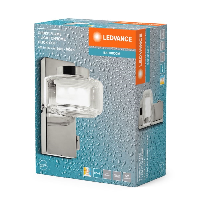 Ledvance - LED Seinavalgusti vannituppa ORBIS FLAME LED/5,5W/230V 3000/4000K IP44 kroom