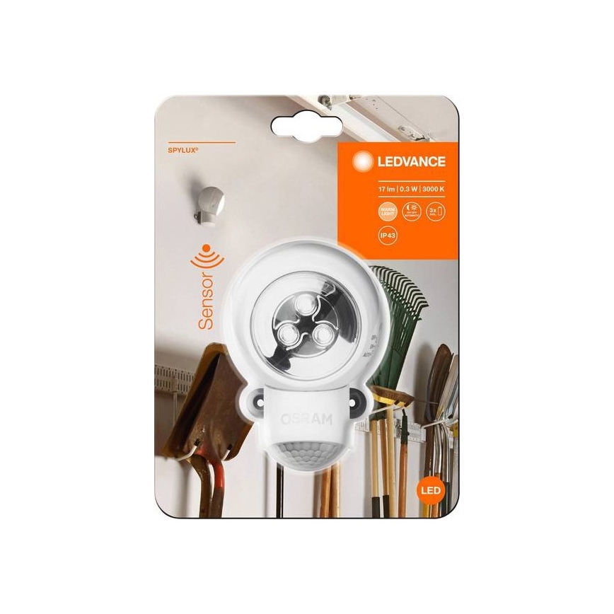 Ledvance -LED Väli navigatsioonivalgusti anduriga SPYLUX LED/0,3W/3xAA IP43