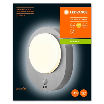 Ledvance - LED Väli seinavalgusti anduriga DISC LED/8W/230V IP44