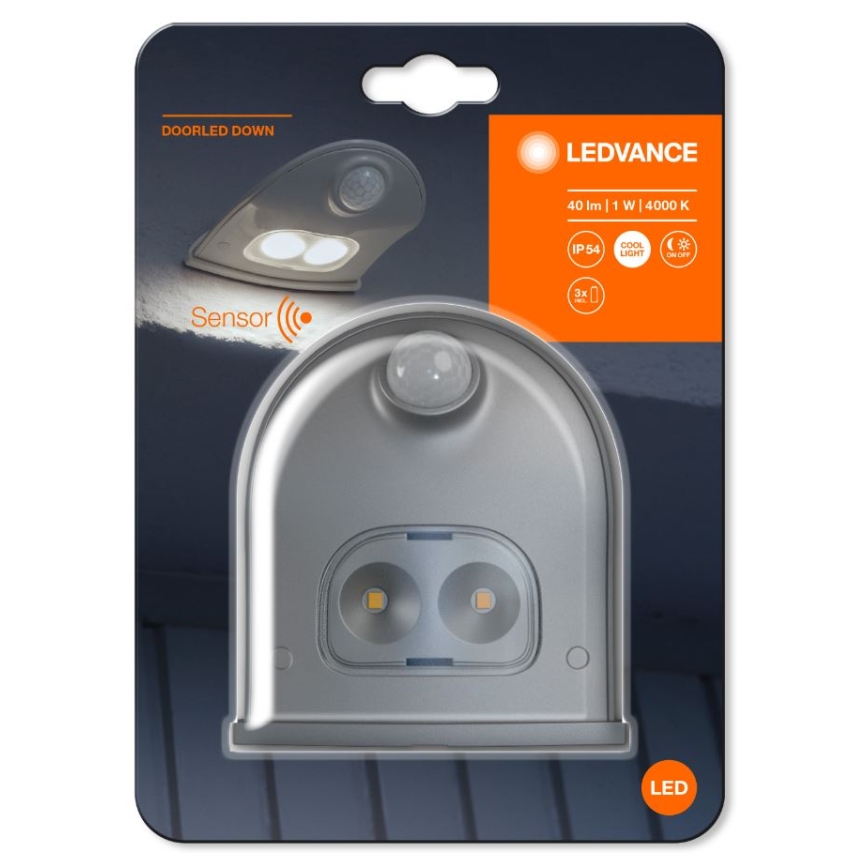 Ledvance - LED Väli seinavalgusti koos anduriga DOORLED LED/1W/3xAA IP54