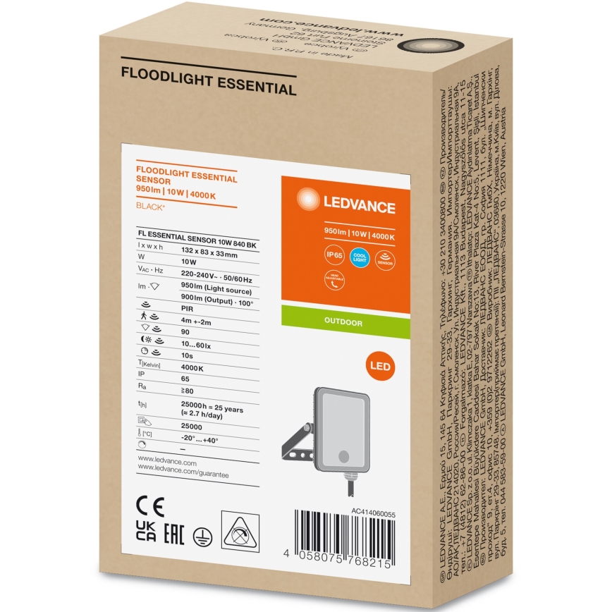 Ledvance - LED Väliprožektor anduriga FLOODLIGHT LED/10W/230V 4000K IP65