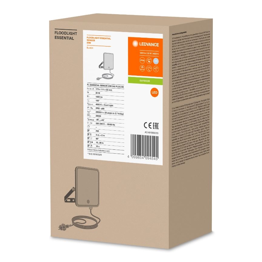 Ledvance - LED Väli seinaprožektor anduriga FLOODLIGHT LED/20W/230V IP65