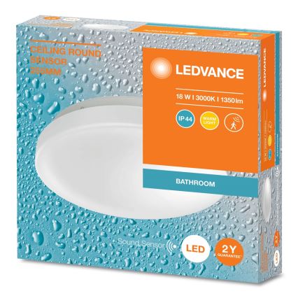 Ledvance - LED-vannitoa laevalgusti hämarusanduriga CEILING ROUND LED/18W/230V IP44