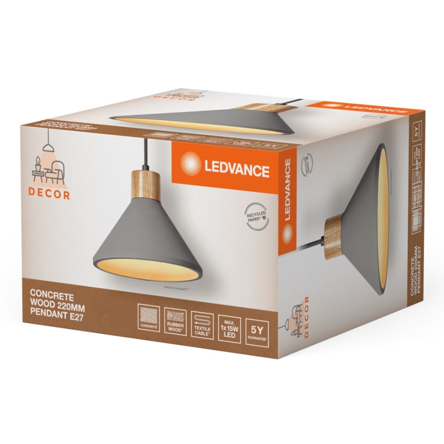 Ledvance - Lühter DECOR CONCRETE 1xE27/15W/230V d. 22 cm betoon hall