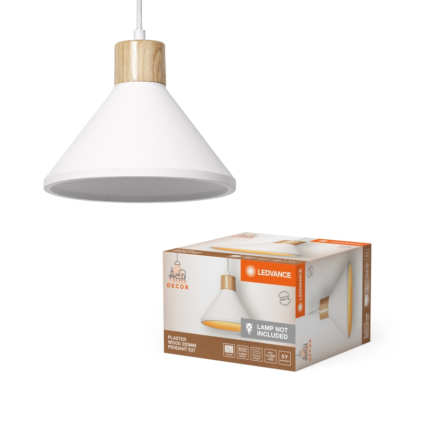 Ledvance - Lühter DECOR PLASTER 1xE27/25W/230V d. 22 cm kips valge