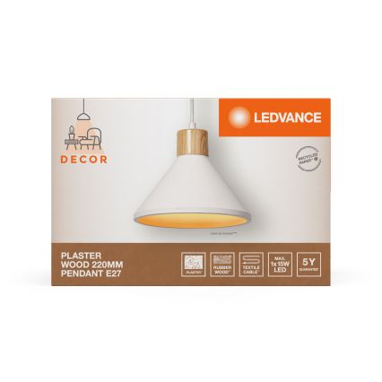 Ledvance - Lühter DECOR PLASTER 1xE27/25W/230V d. 22 cm kips valge