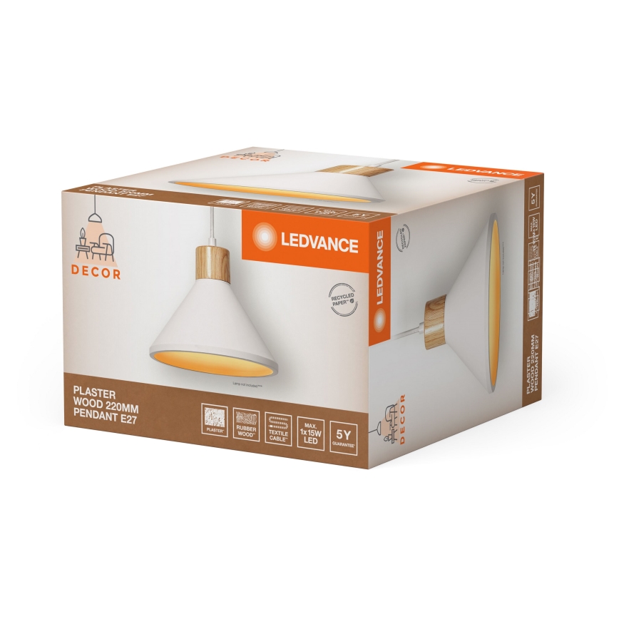 Ledvance - Lühter DECOR PLASTER 1xE27/25W/230V d. 22 cm kips valge