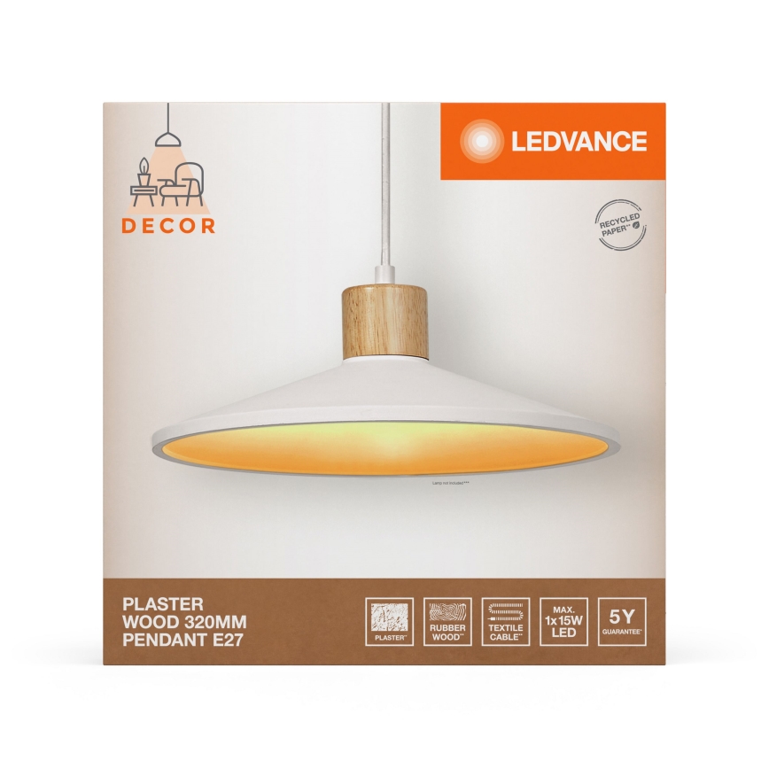 Ledvance - Lühter DECOR PLASTER 1xE27/25W/230V d. 32 cm kips valge