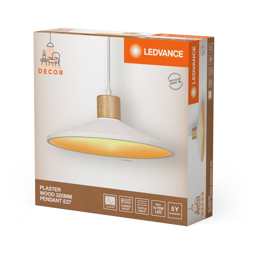 Ledvance - Lühter DECOR PLASTER 1xE27/25W/230V d. 32 cm kips valge