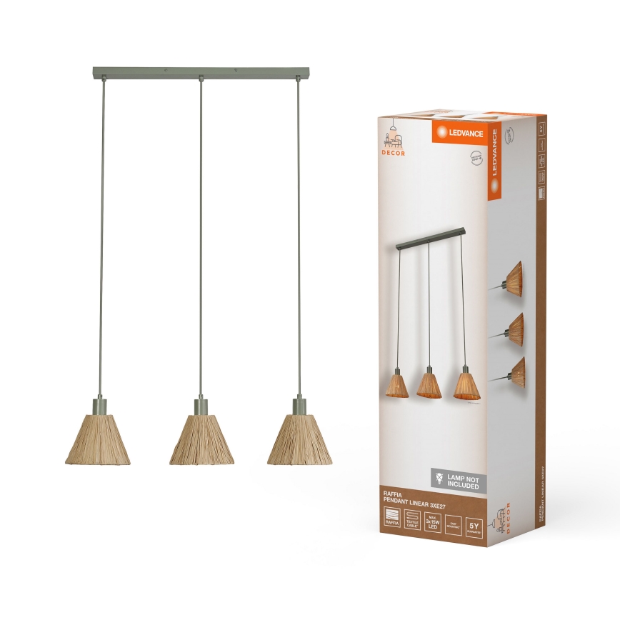 Ledvance - Lühter DECOR RAFFIA 3xE27/15W/230V Palmi niin