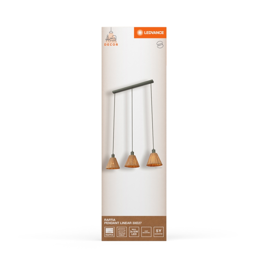 Ledvance - Lühter DECOR RAFFIA 3xE27/15W/230V Palmi niin