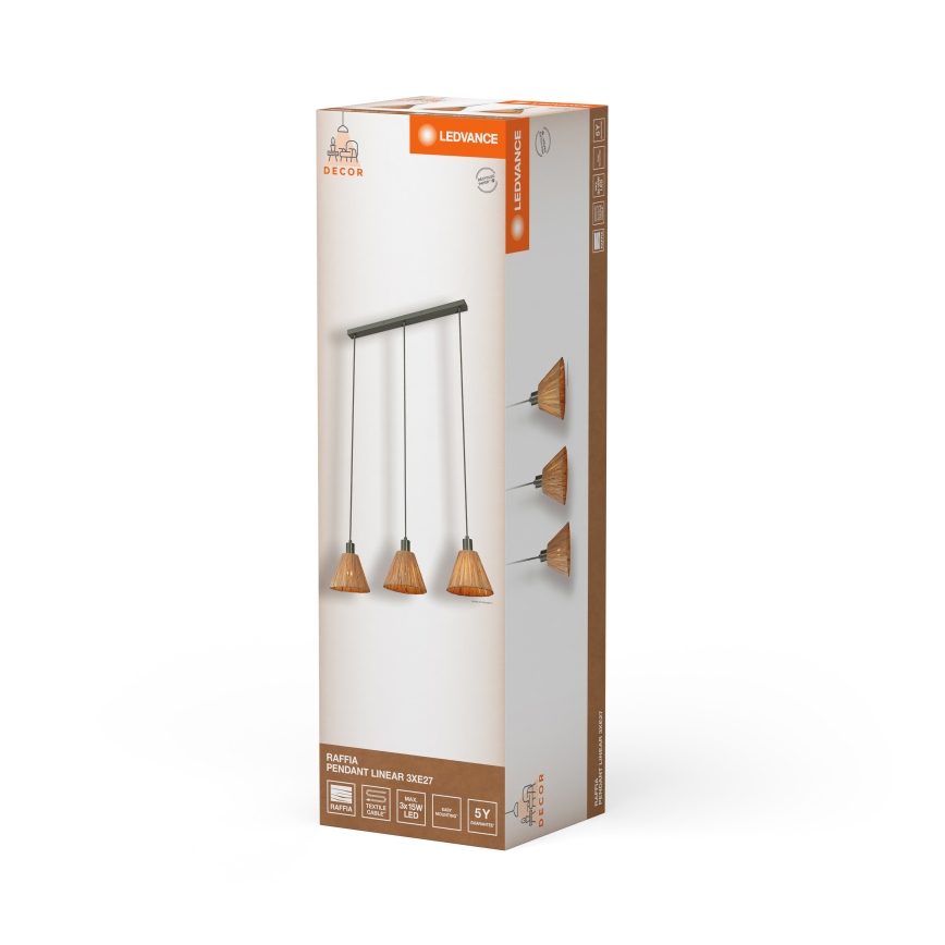 Ledvance - Lühter DECOR RAFFIA 3xE27/15W/230V Palmi niin