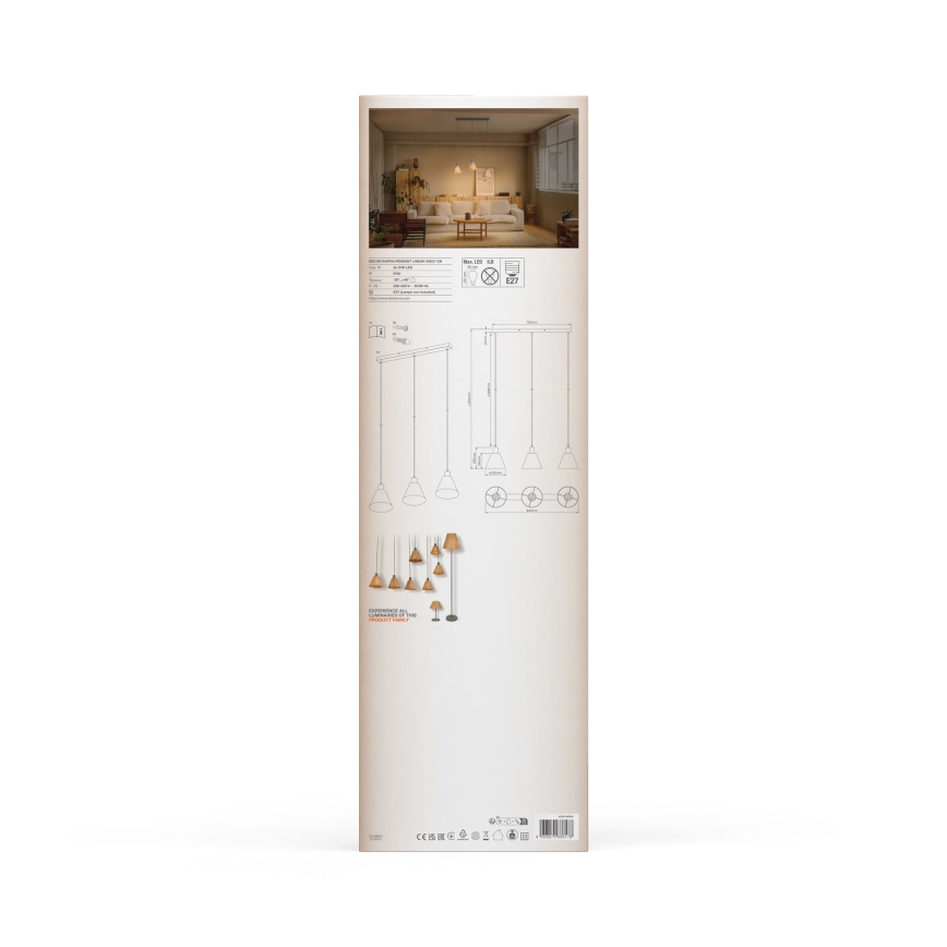 Ledvance - Lühter DECOR RAFFIA 3xE27/15W/230V Palmi niin