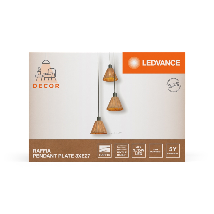 Ledvance - Lühter DECOR RAFFIA 3xE27/15W/230V Palmi niin