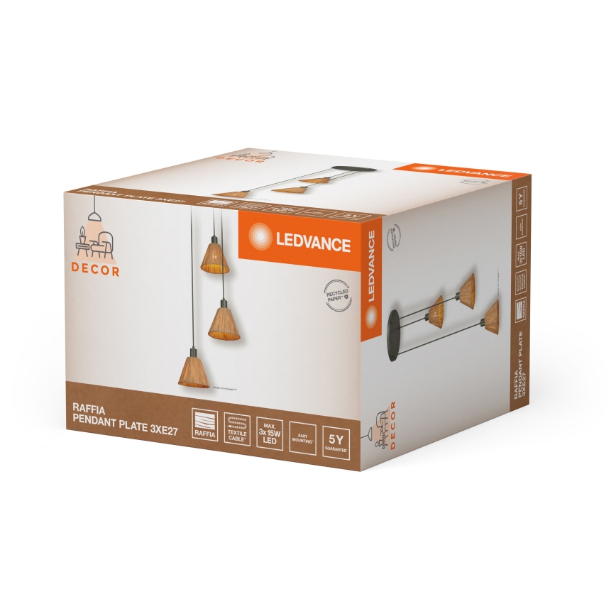 Ledvance - Lühter DECOR RAFFIA 3xE27/15W/230V Palmi niin