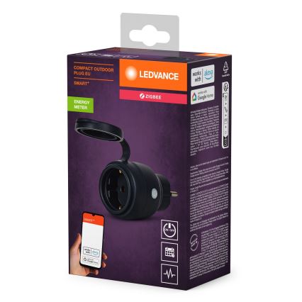 Ledvance - Nutikas väli pistik SMART+ 3680W/230V/Tüüp F/SCHUKO 16A IP44 must