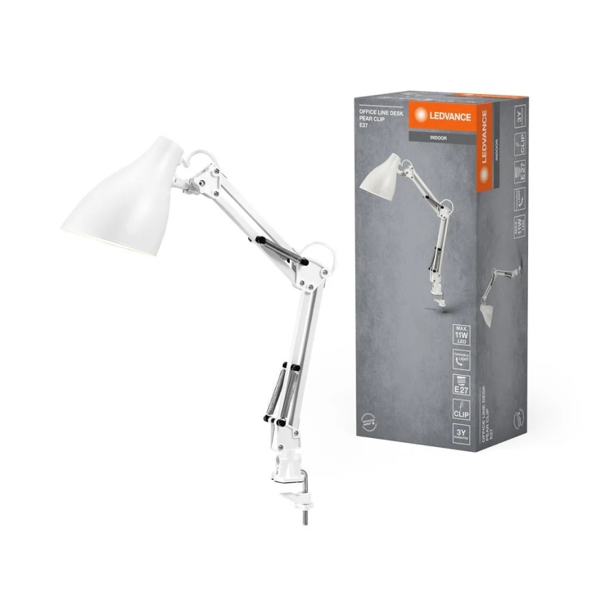 Ledvance - PEAR laualamp kinnitusklambriga 1xE27/11W/230V valge