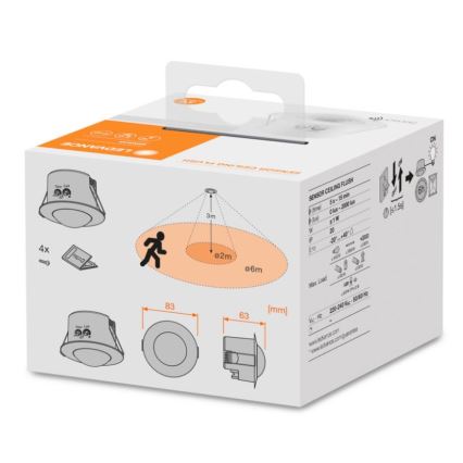 Ledvance - Süvistatav infrapuna liikumisandur FLUSH 230V valge