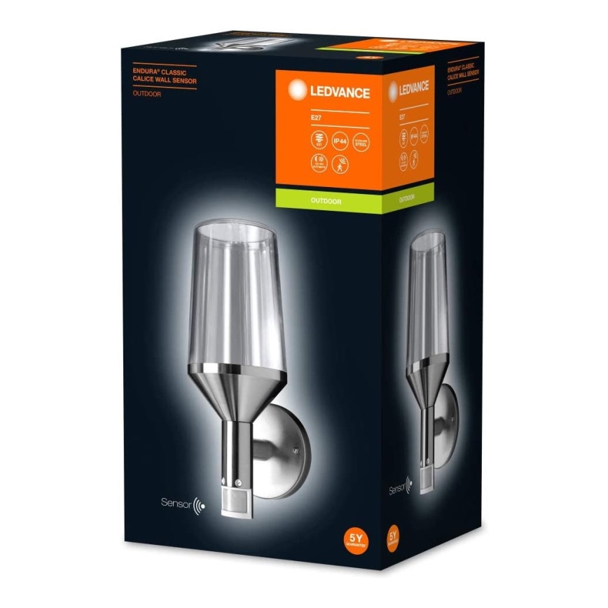 Ledvance - Väli seinavalgusti anduriga CALICE 1xE27/60W/230V IP44