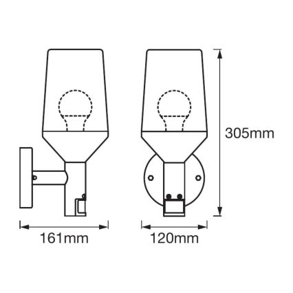 Ledvance - Väli seinavalgusti anduriga CALICE 1xE27/60W/230V IP44