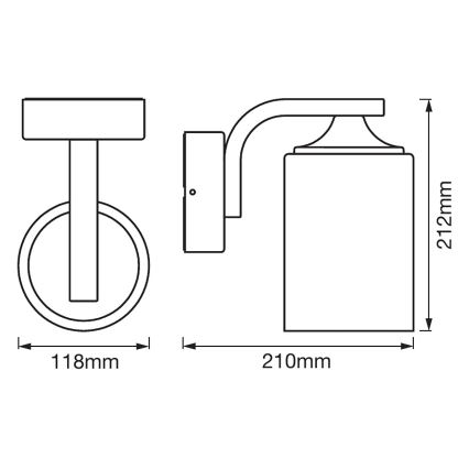 Ledvance - Väli seinavalgusti CYLINDER 1xE27/60W/230V IP43