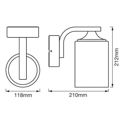 Ledvance - Väli seinavalgusti CYLINDER 1xE27/60W/230V IP43 must