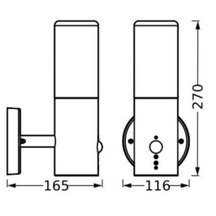 Ledvance - Väli seinavalgusti koos anduriga FIGO CYLINDER 1xE27/20W/230V