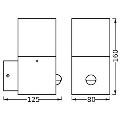 Ledvance - Väli seinavalgusti koos anduriga FIGO SQUARE 1xE27/20W/230V