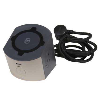 Legrand 049402-Pistiku jagaja koos lülitiga 2Z Tüüp E + USB-A + USB-C ja juhtmevaba laadimine 10W 2m pruun