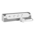 Legrand 049406 - Pikendusjuhe 3Z Tüüp E + USB-A + USB-C 1m hõbedane/valge