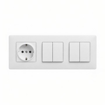 Legrand - 2x Kahekordne seeriaväljalüliti nr 5 ja kodune SCHUKO-pistikupesa raamiga NILOE STEP 250V valge