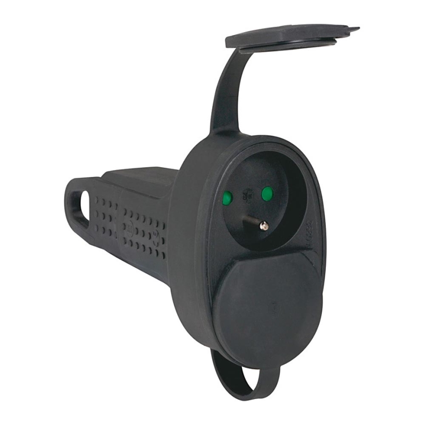 Legrand 50575 - Kummist pistikupesa ilma kaablita 250V/16A 2x2P+T IP44 must